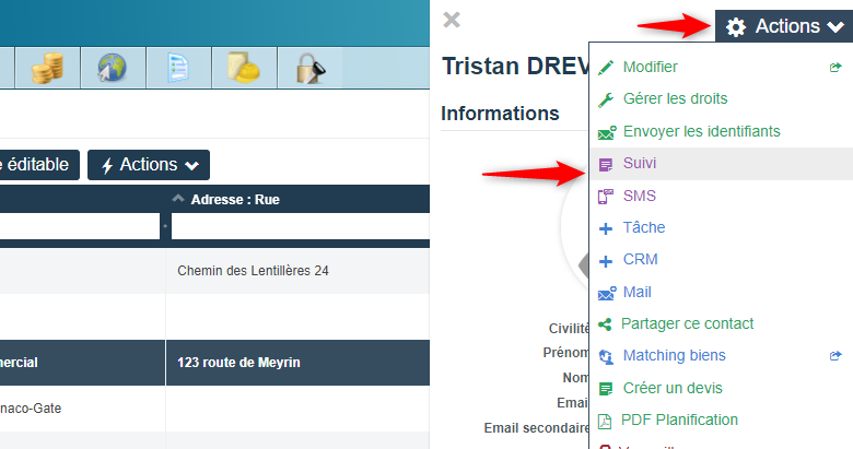 Suivi et historique de l’ensemble des interactions avec un contact